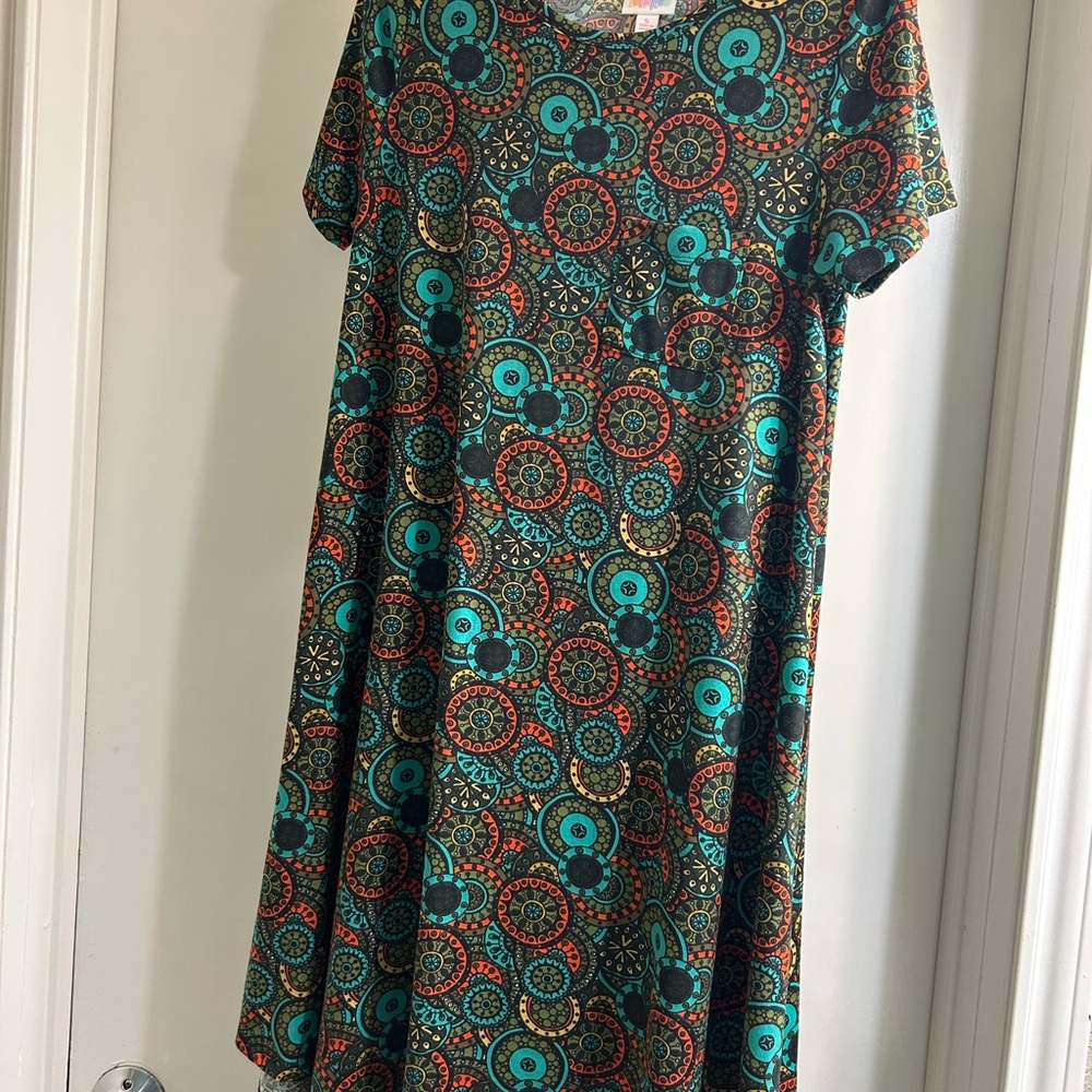 LuLaRoe Blue A-line Flutter Sleeve Dress